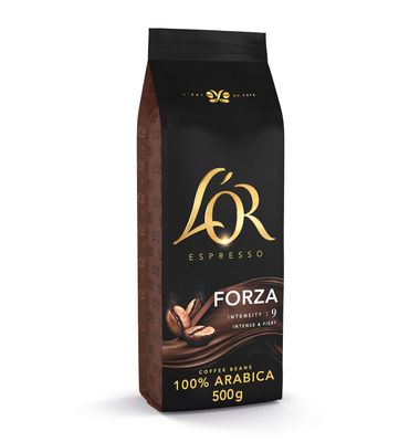 Café en grano natural forza intensidad 9 L'OR, paquete 500 g