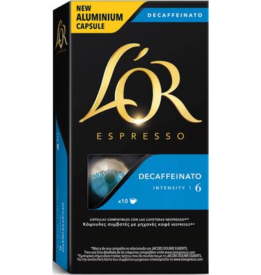Café descafeinado compatible Nespresso L'OR, caja 10 uds 10 unidades