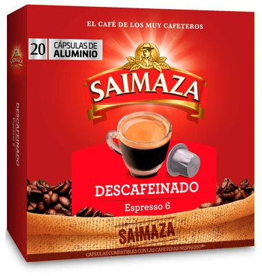 Café descafeinado comp. Nespresso SAIMAZA, caja 20 uds 20 unidades