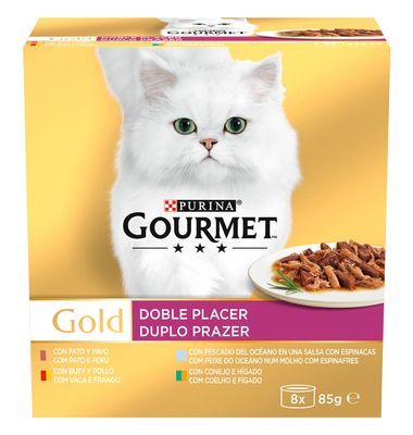 Comida Gato Gourmet Gold Doble Placer 8 Unidades X 85G 8 x 85 g