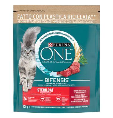 Comida Gato Purina One Bifensis Esterilizados Buey-Trigo 800 G