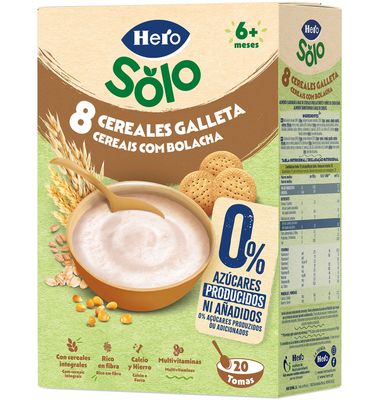 Papilla 8 cerales y galleta Hero Solo 340g