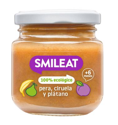 Tarrito de 3 frutas ecológico SMILEAT, tarro 130 g