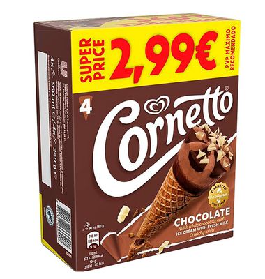 Cornetto Frigo Chocolate 2.99€ 4 Unidades