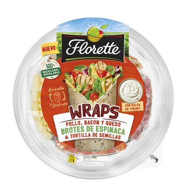 Barqueta Florette Wraps Espinaca 255 G
