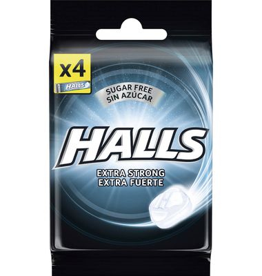 Caramelos Halls Cool Extrafuerte Sin Azúcar 4 Paquetes 4 ud