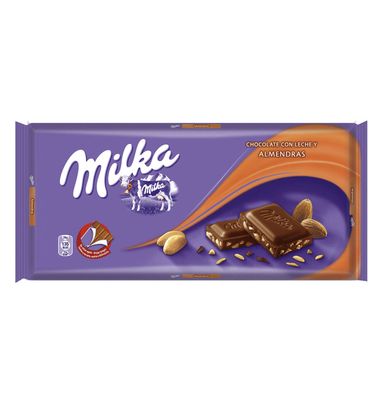 Chocolate con almendras MILKA, tableta 125 g