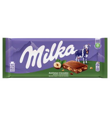 Chocolate con leche-avellanas MILKA, tableta 125 g