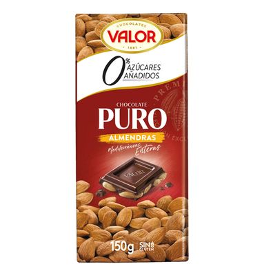 Chocolate Valor Puro Almendra Sin Azúcar 150 G