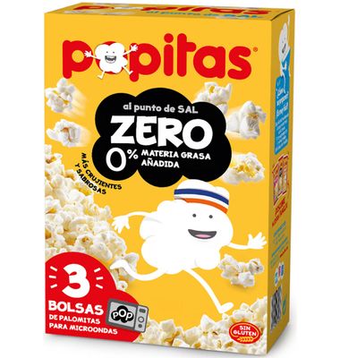 Palomitas Popitas Zero Al Punto De Sal Microondas Pack 3 Unidades 210 G