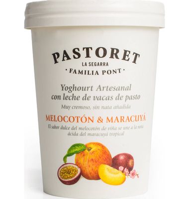 Yogur sabor melocotón-maracuya PASTORET, tarrina 500 g