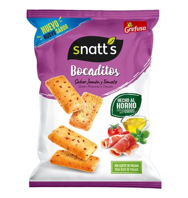 Bocaditos de jamón y tomate SNATT'S, bolsa 110 g