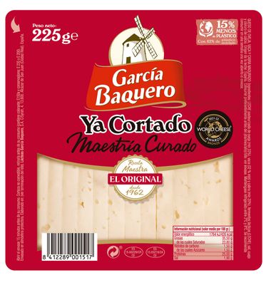 Queso curado G. BAQUERO, cuña cortada 225 g