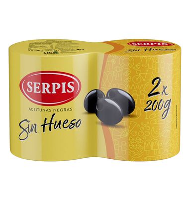 Aceitunas negras sin hueso SERPIS, pack 2x85 g