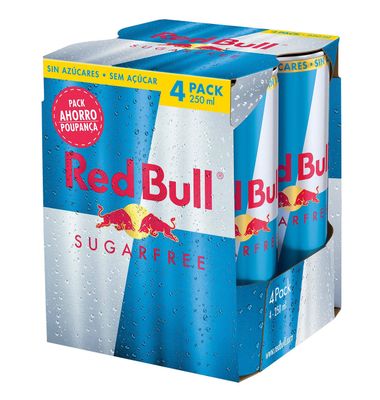 Bebida energética Sugar Free RED BULL, pack 4x25 cl