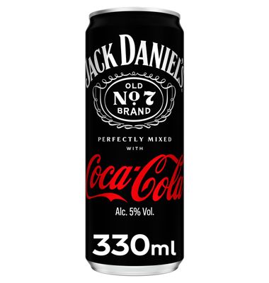 Whisky JACK DANIELS y COCA COLA, lata 33 cl