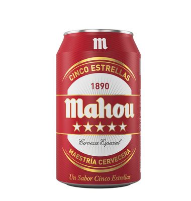 Cerveza MAHOU 5 Estrellas, lata 33 cl