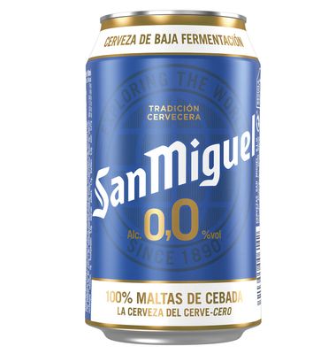 Cerveza sin alcohol 0,0 SAN MIGUEL, lata 33 cl