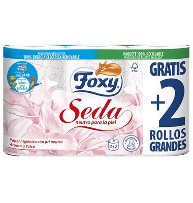 Papel Higiénico Foxy 4+2 Seda 3 Capas 6 Unidades