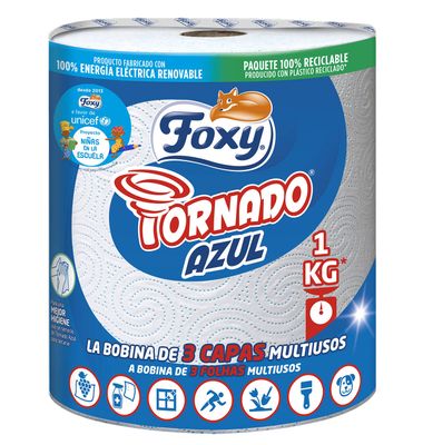 Papel Cocina Foxy 1 kg Tornado Azul 1 Unidad