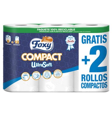 Papel higiénico compact FOXY, paquete 6 rollos 6 unidades