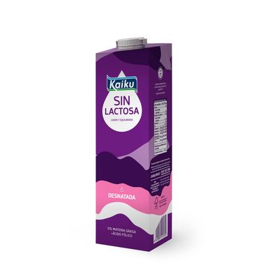 Leche desnatada sin lactosa KAIKU, brik 1 litro