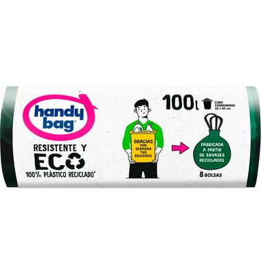 Saco Basura Handy Bag Reciclado 100L 8 Unidades 8 ud