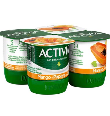 Bífidus Activia soja pack 4 mango y papaya 4 unidades