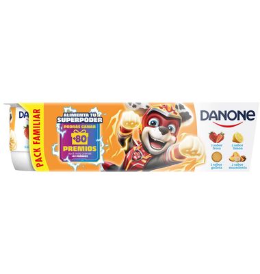 Yogur Danone pack 8 fresa limón macedonia galleta 8 unidades