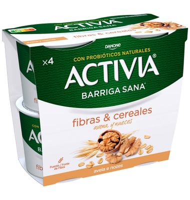 Bífidus fibra avena y nueces pack 4 Activia 4 unidades
