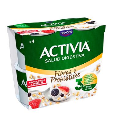 Activia Fibra Danone Frutos Rojos 4 Unidades