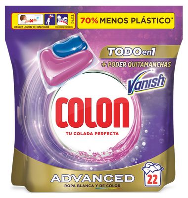 Detergente en cápsulas COLON VANISH ADVANCE, bolsa 22 dosis 22 unidades