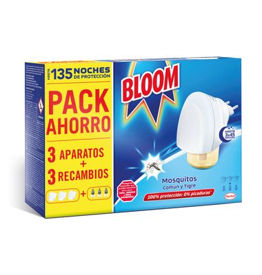 Insecticida Bloom Pack 3 Aparatos + 3 Recambios 1 Unidad