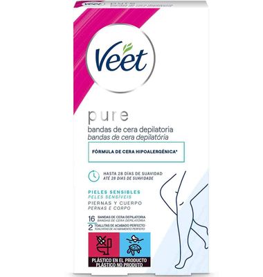 Bandas Corporal Veet Pure Piel Sensible 16 Unidades
