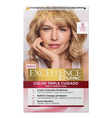 Tinte Excellence L'Oreal Rubio claro N8 1 Unidad
