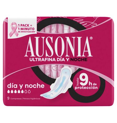 Compresas ausonia clásica noche 9 ud