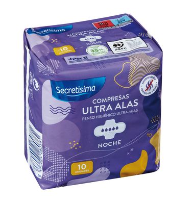 Compresa Secretisima Ultra Alas Noche 10 Unidades