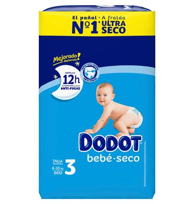 Pañal T-3 Dodot Bebe Seco 6-10 kg 62 Unidades