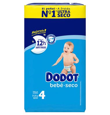 Pañal T-4 Dodot Bebe Seco 9-14 kg 58 Unidades