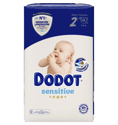 Pañal T-2 Dodot Sensitive 4-8K 58 Unidades