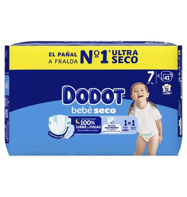 Pañal Bebe Seco T-7 Dodot 43 Uds 43 unidades